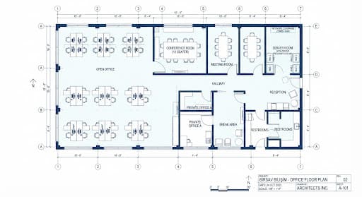 Modern ofis yerleşim planı şeması